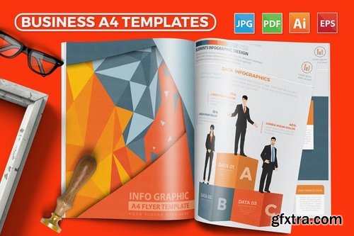 Business Infographics A4 Template Design