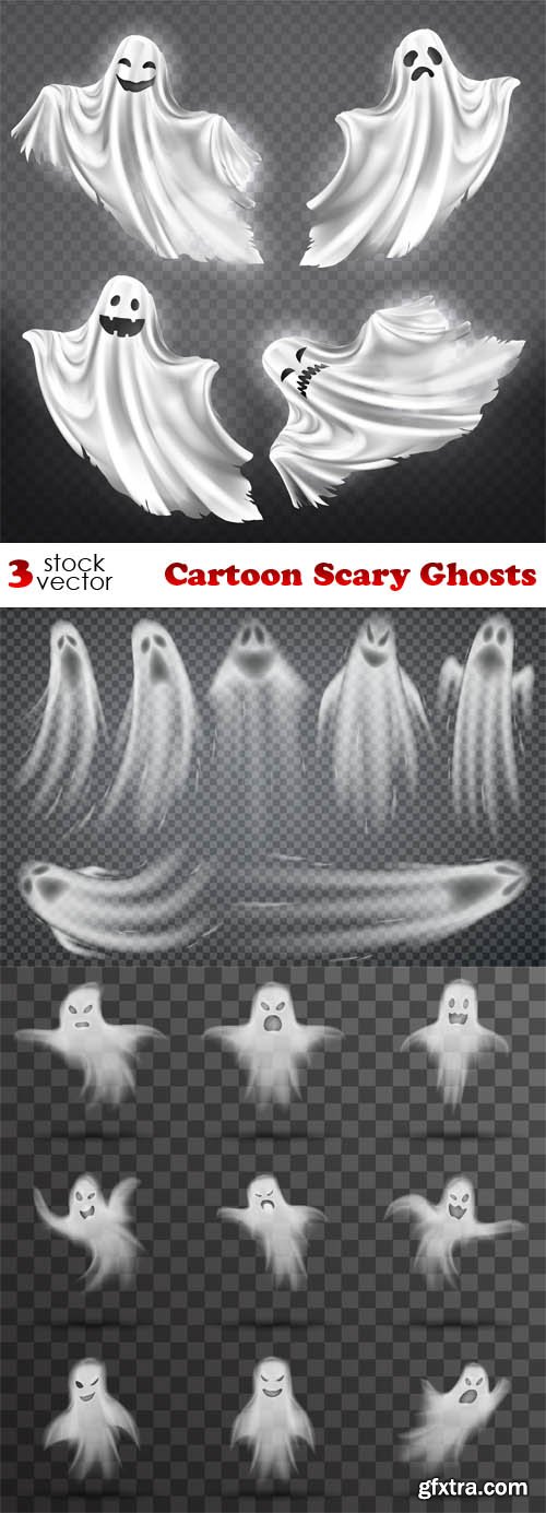 Vectors - Cartoon Scary Ghosts