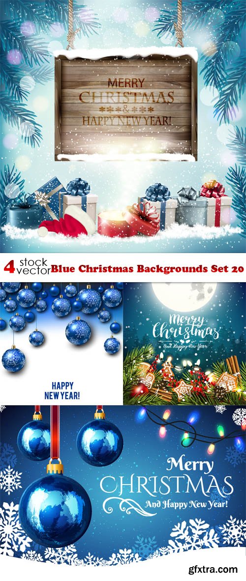 Vectors - Blue Christmas Backgrounds Set 20