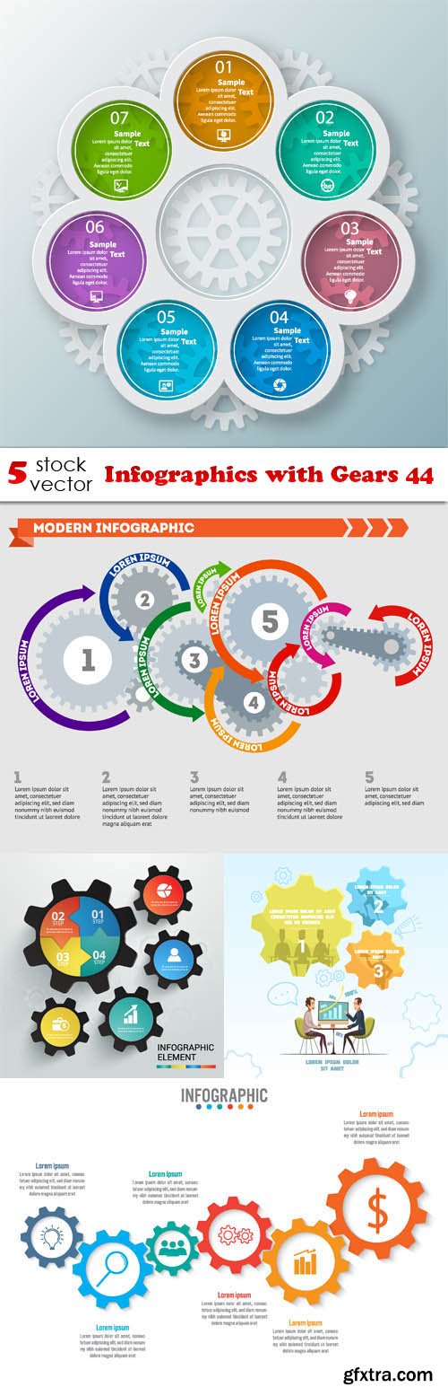 Vectors - Infographics with Gears 44