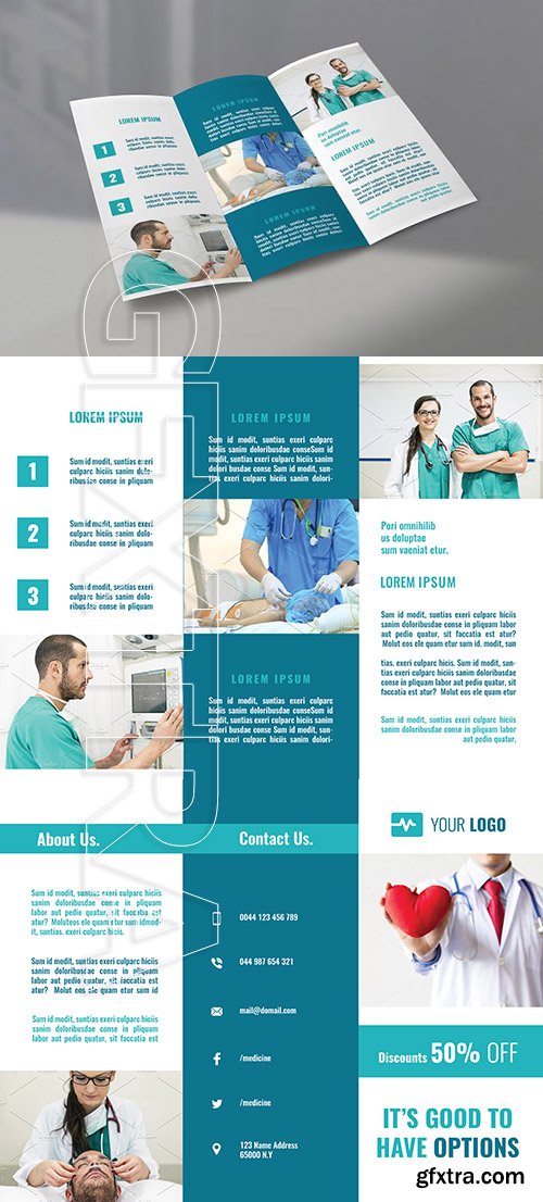CreativeMarket - Medicine Trifold Brochures 3025265
