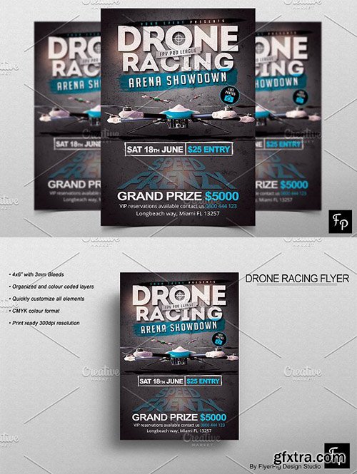 CreativeMarket - Drone Racing Flyer 2976049