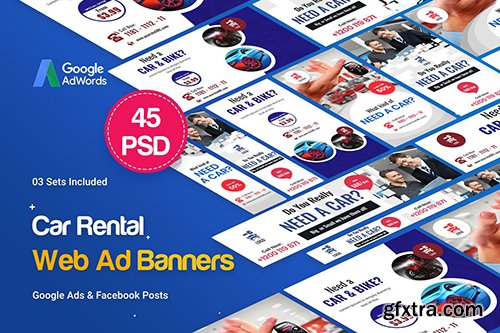 Car Rental Banners Ad - 45 PSD [03 Sets]