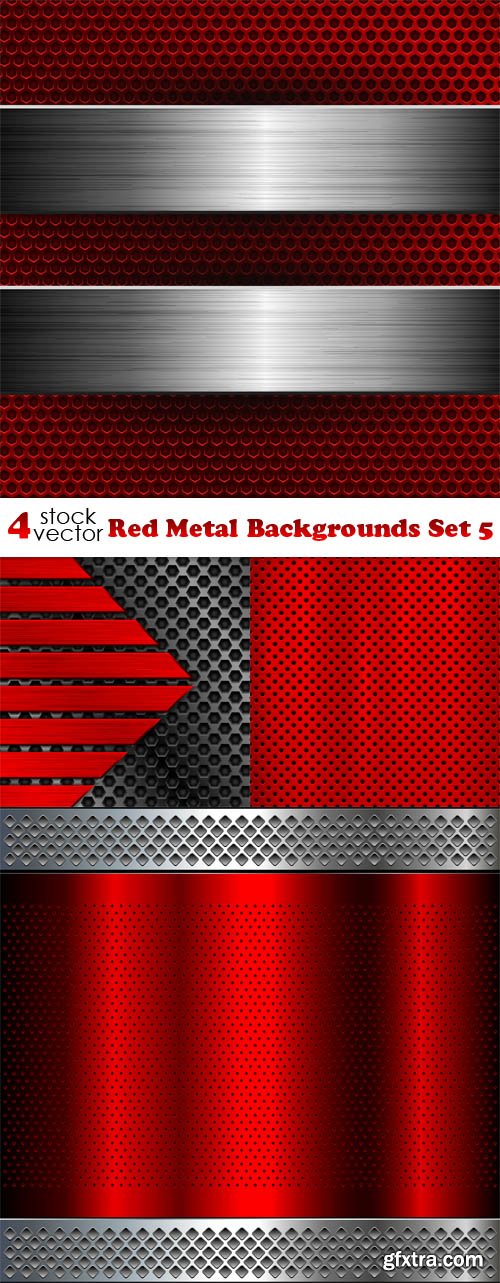 Vectors - Red Metal Backgrounds Set 5
