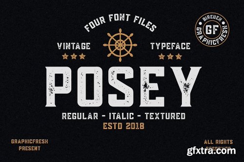 CreativeMarket Posey - Vintage Type | 4 Font Files 3014246