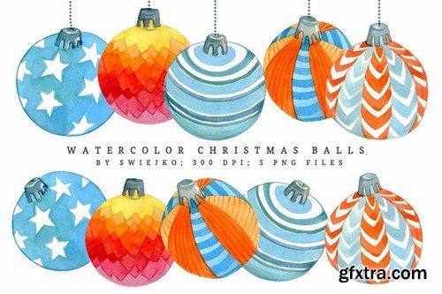 Watercolor Christmas balls II