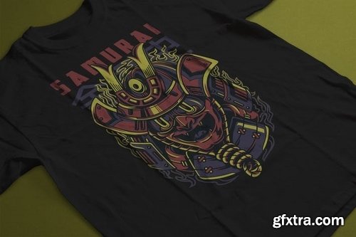 Samurai Mask T-Shirt Design Template