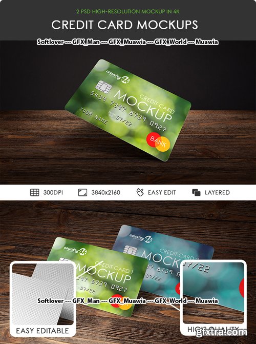 Credit Card PSD MockUps in 4k