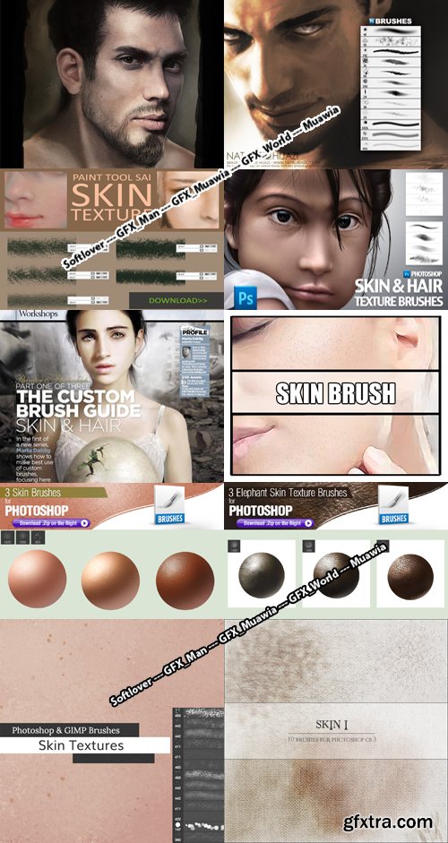 Skin Textures Photoshop Brushes Collection [ABR/PSD/TPL]
