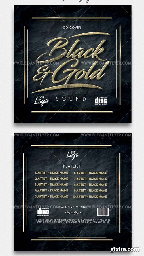 Black & Gold V1 2018 Premium CD Cover Template in PSD