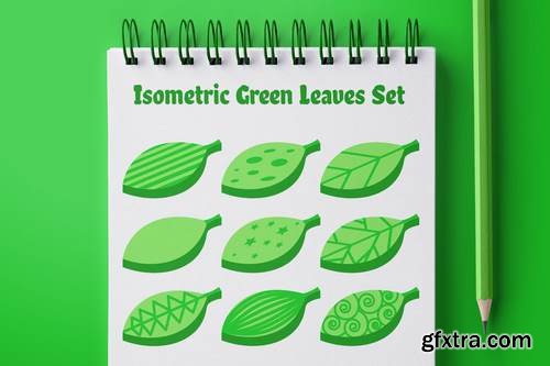 DesignBundles - Isometric Green Leaves Set 154218