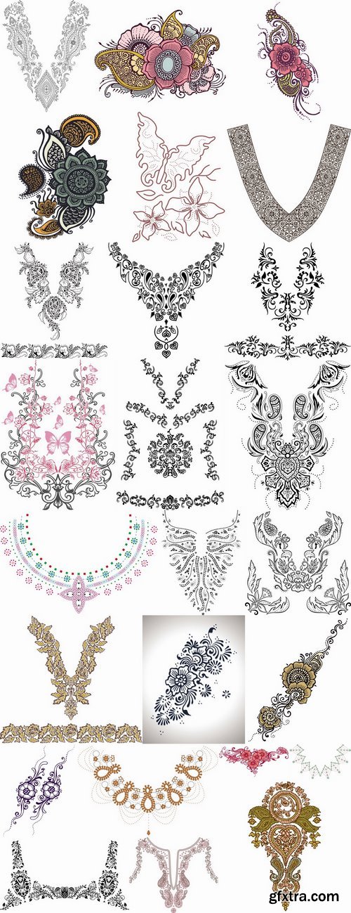 Pattern for embroidery lace tattoo 25 EPS