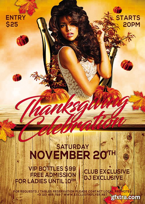 Thanksgiving Celebration Flyer - Autumn A5 Template