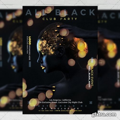 All Black Party Flyer - Club A5 Template