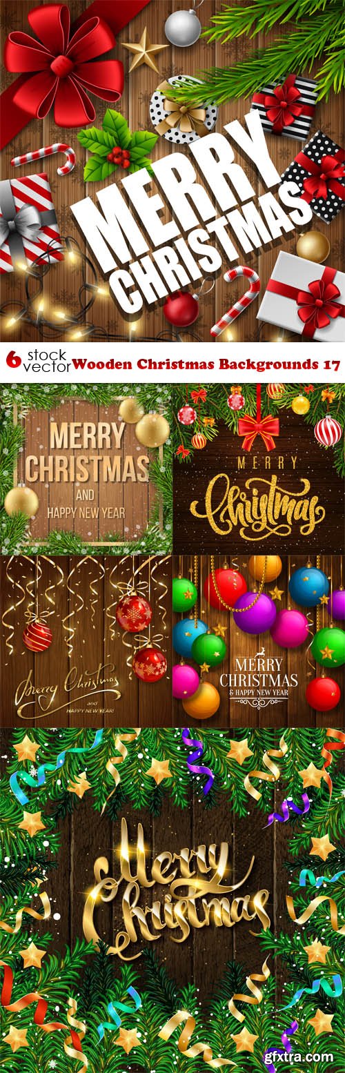 Vectors - Wooden Christmas Backgrounds 17