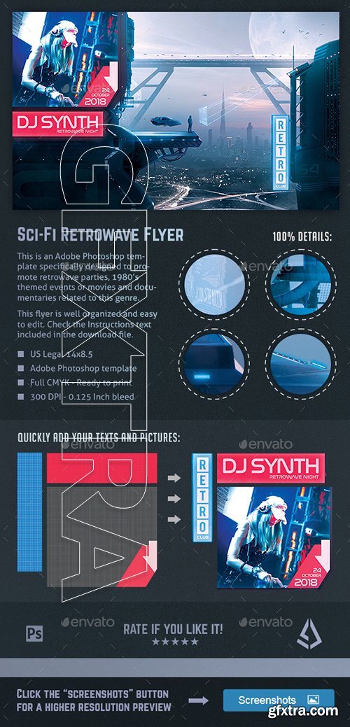 GraphicRiver - Sci-fi Retrowave Party Flyer Synthwave Poster Template 22663413
