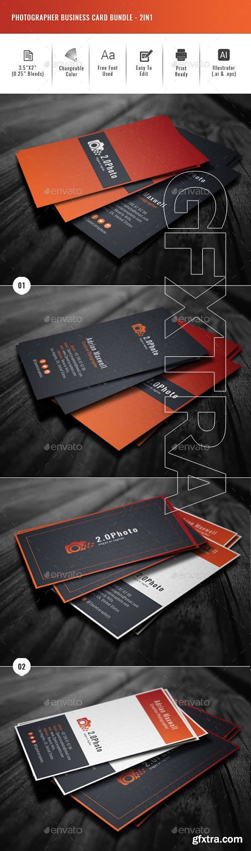 GraphicRiver - Photographer Business Card Bundle - 2in1 22673982