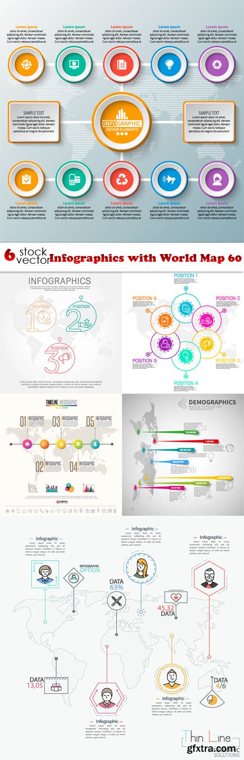 Vectors - Infographics with World Map 60