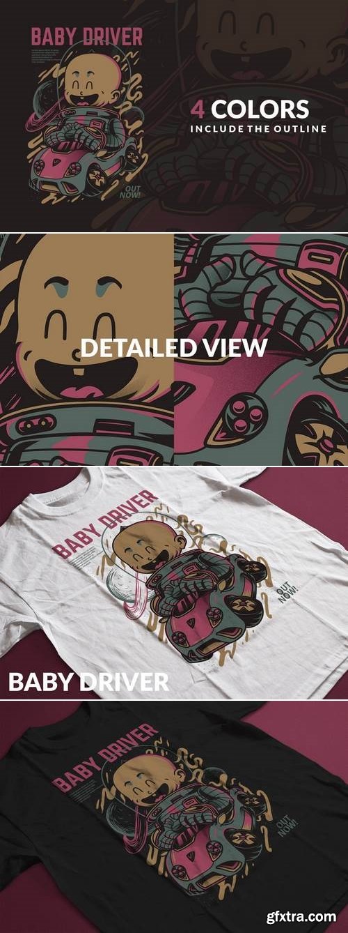 Baby Driver T-Shirt Design Template