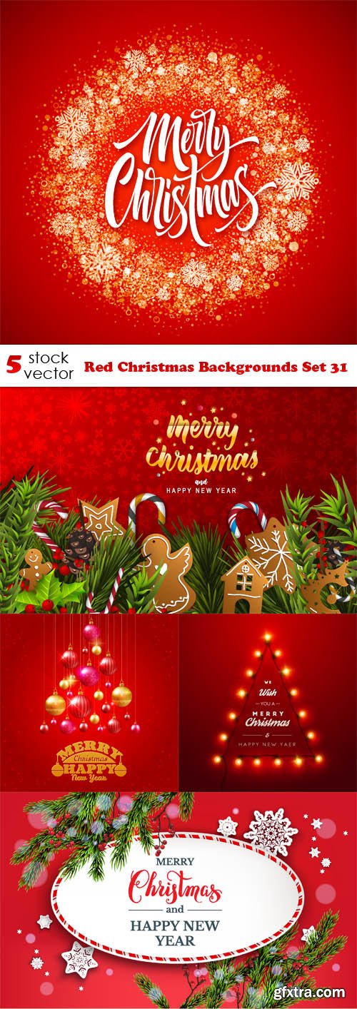 Vectors - Red Christmas Backgrounds Set 31