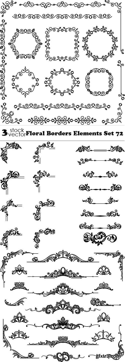 Vectors - Floral Borders Elements Set 72