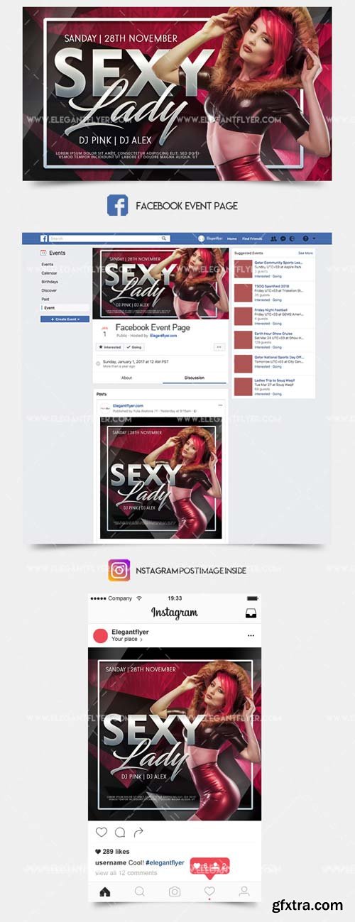 Sexy Lady V11 2018 Facebook Event + Instagram template + YouTube