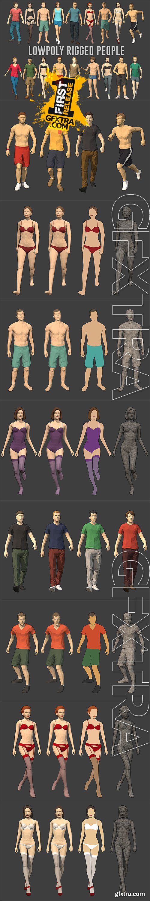 Cubebrush - Lowpoly Rigged People