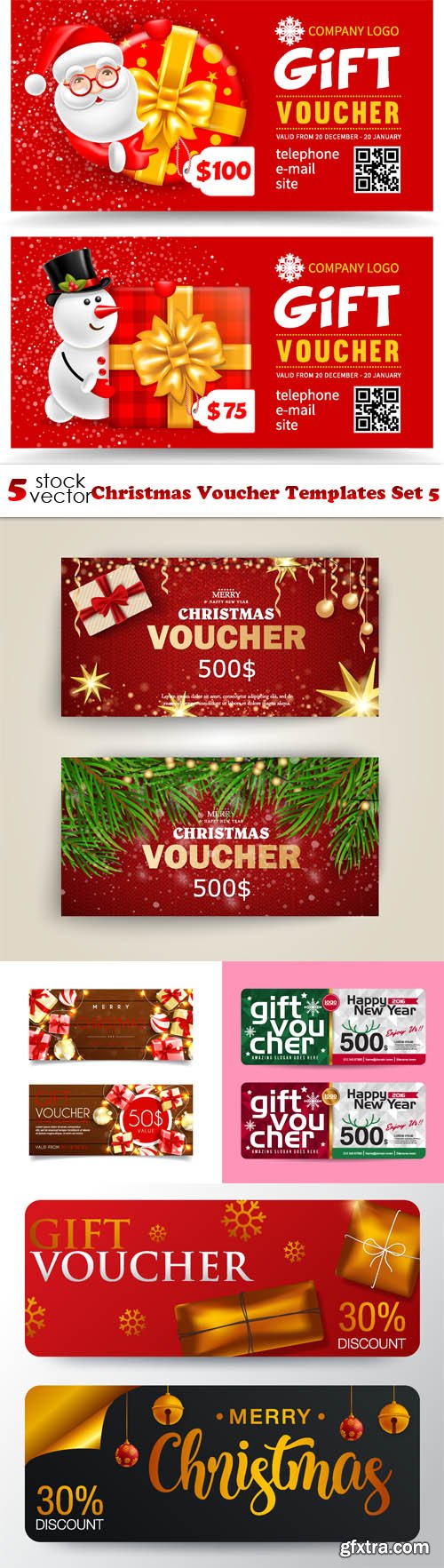 Vectors - Christmas Voucher Templates Set 5