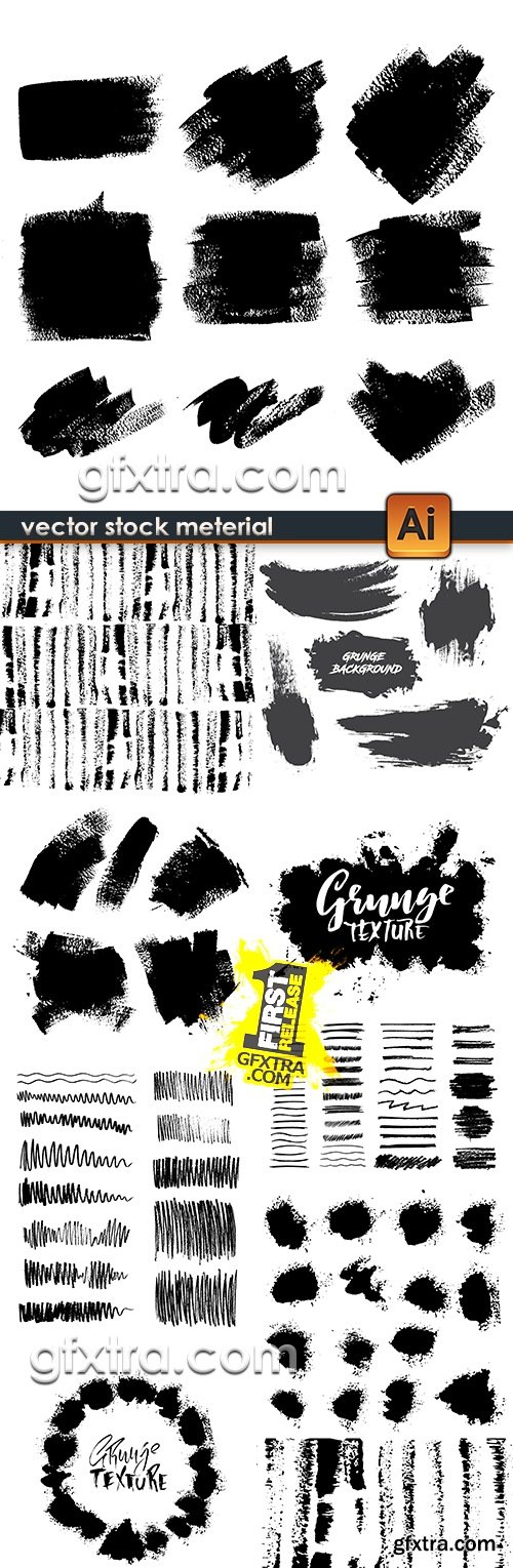 Grunge collection splashes of ink and black paint 7
