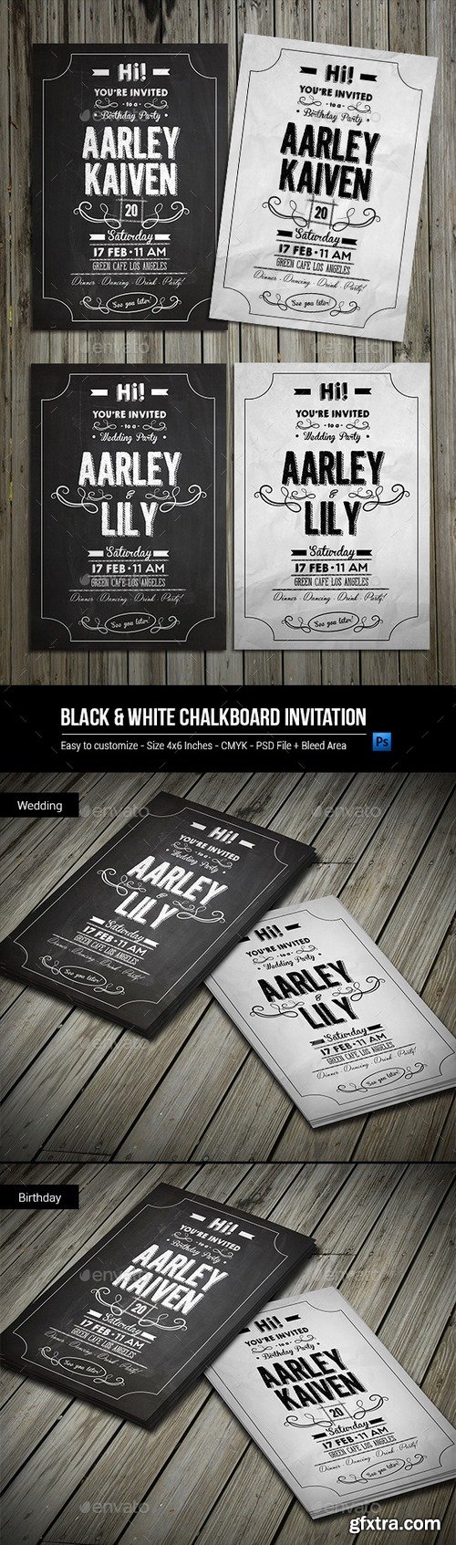 Graphicriver - Black & White Chalkboard Invitation 9908378