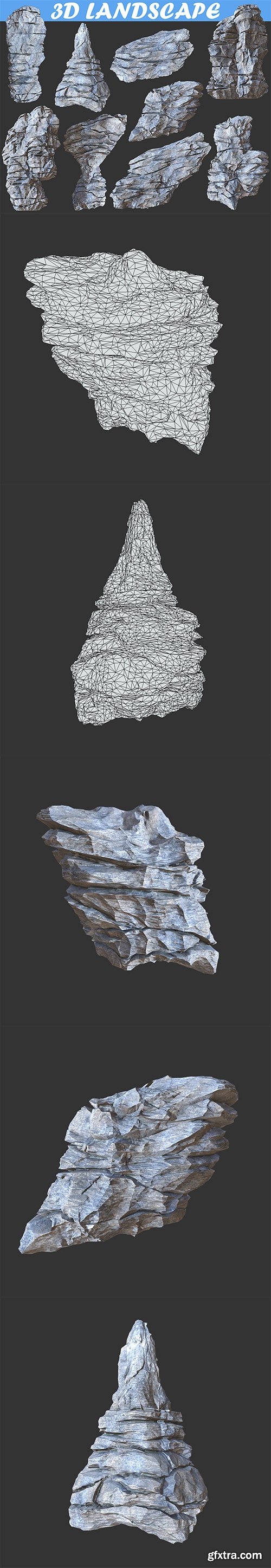 Cubebrush - Low poly Realistic Rocky Sharp Cliff Modular Pack
