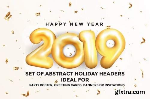 Happy New Year 2019 Golden Greeting Cards