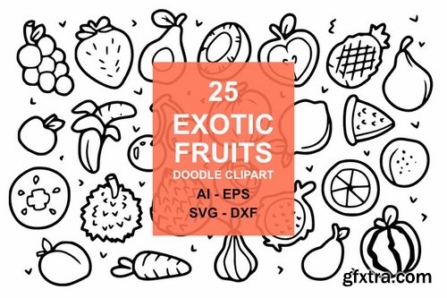 25 Exotic Fruit Doodles