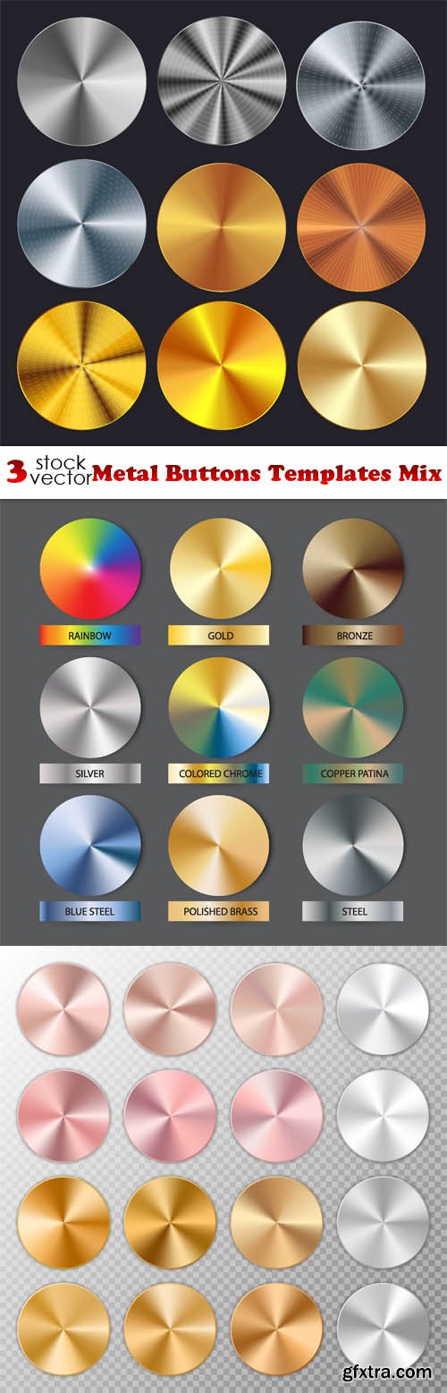 Vectors - Metal Buttons Templates Mix