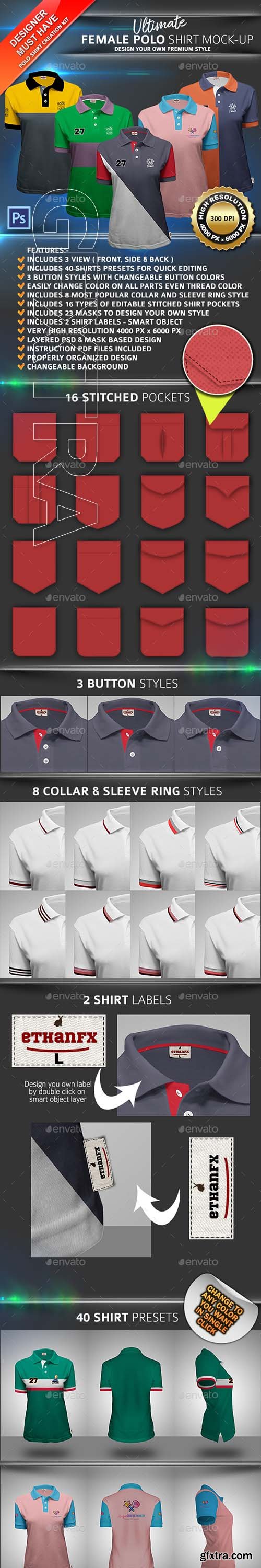 GraphicRiver - Ultimate Female Polo Shirt Mock-up 22753547