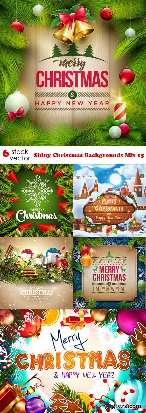 Vectors - Shiny Christmas Backgrounds Mix 15
