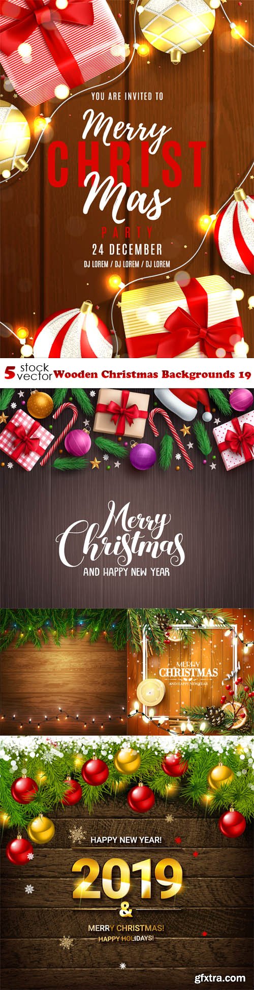 Vectors - Wooden Christmas Backgrounds 19