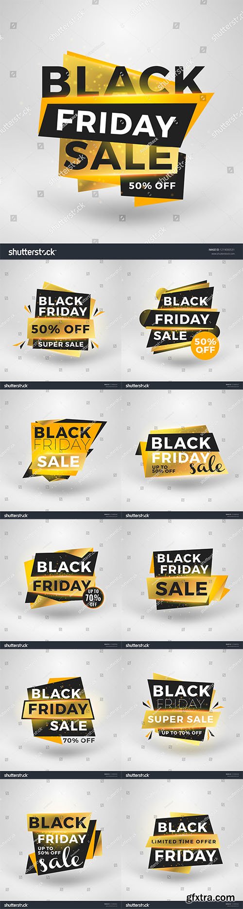 Vector Set - Black Friday sale stickers. Discount banners