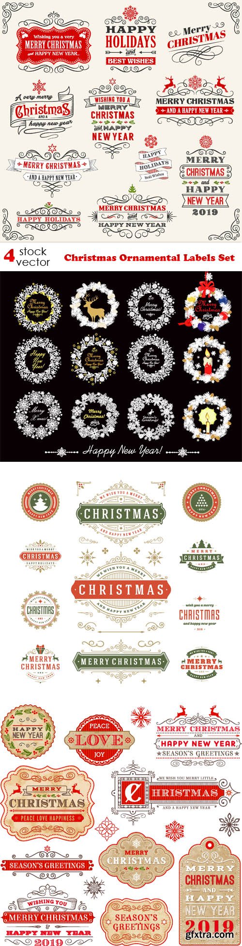 Vectors - Christmas Ornamental Labels Set