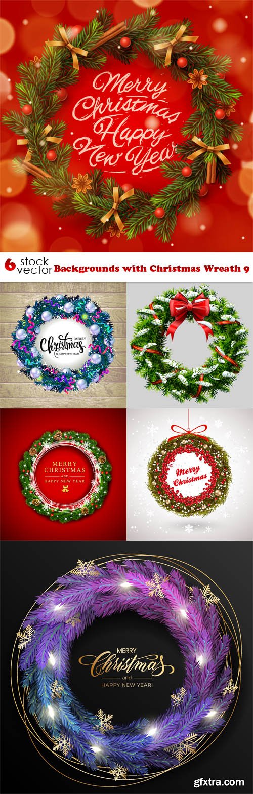 Vectors - Backgrounds with Christmas Wreath 9