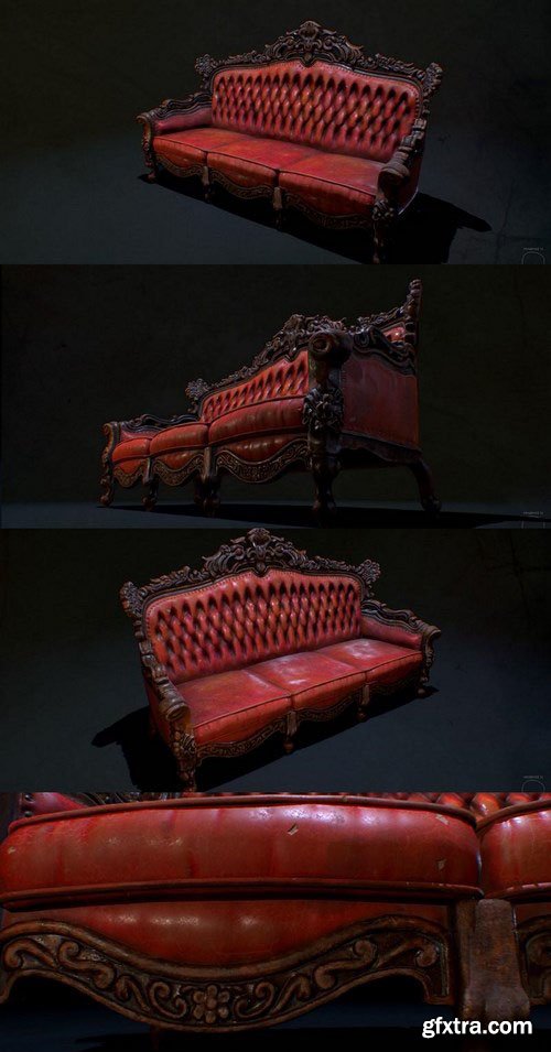 Antique Leather Couch – 3D Model