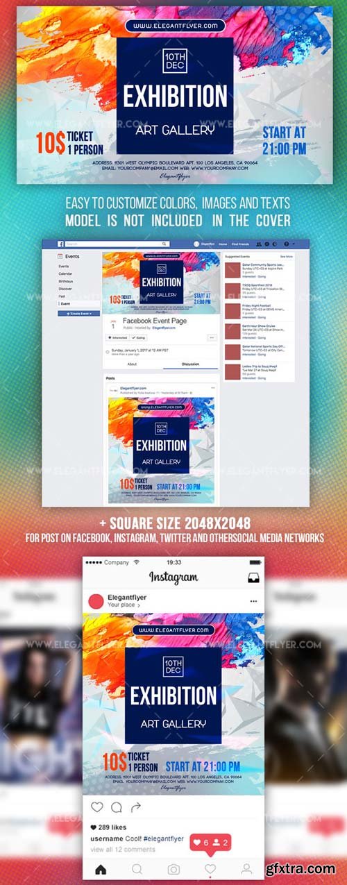Exhibition V1 2018 Facebook Event + Instagram Template + YouTube Channel Banner