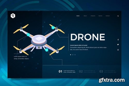 Drone Tech Web Header PSD & Vector Template