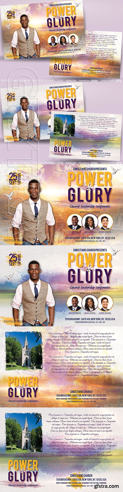 CreativeMarket - Glory And Power Church Flyer 3156030