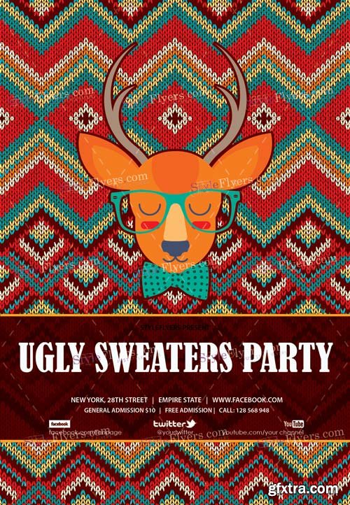 Ugly Sweaters Party V1 2018 Flyer PSD Template