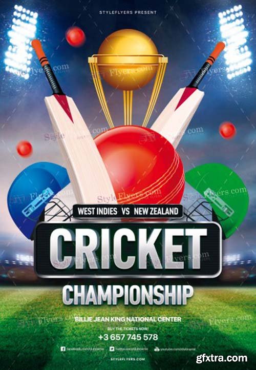 Cricket Championship V3 2018 PSD Flyer Template