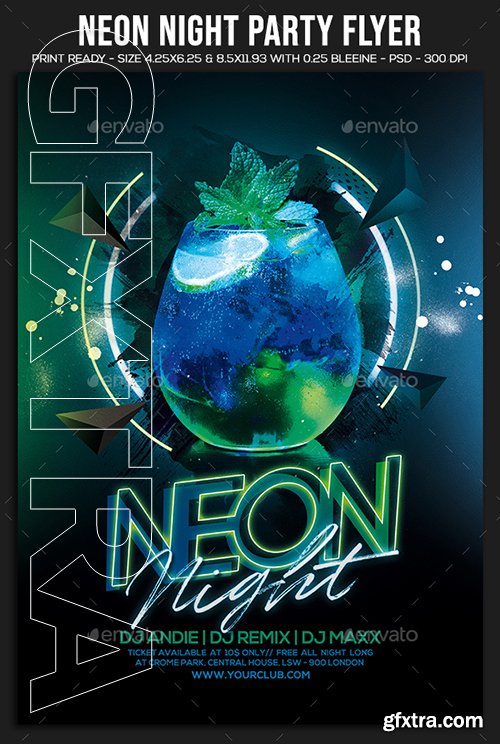 GraphicRiver - Neon Night Party Flyer 22760725