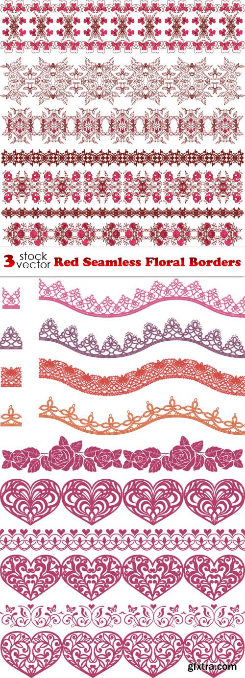 Vectors - Red Seamless Floral Borders