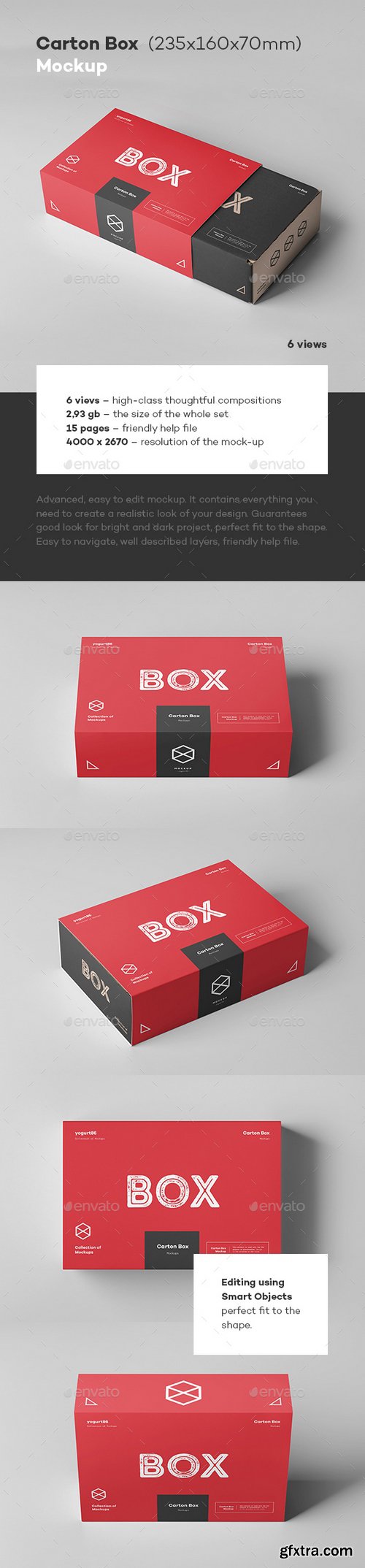 Graphicriver - Carton Box Mock-up 235x160x70 & Wrapper 22865162