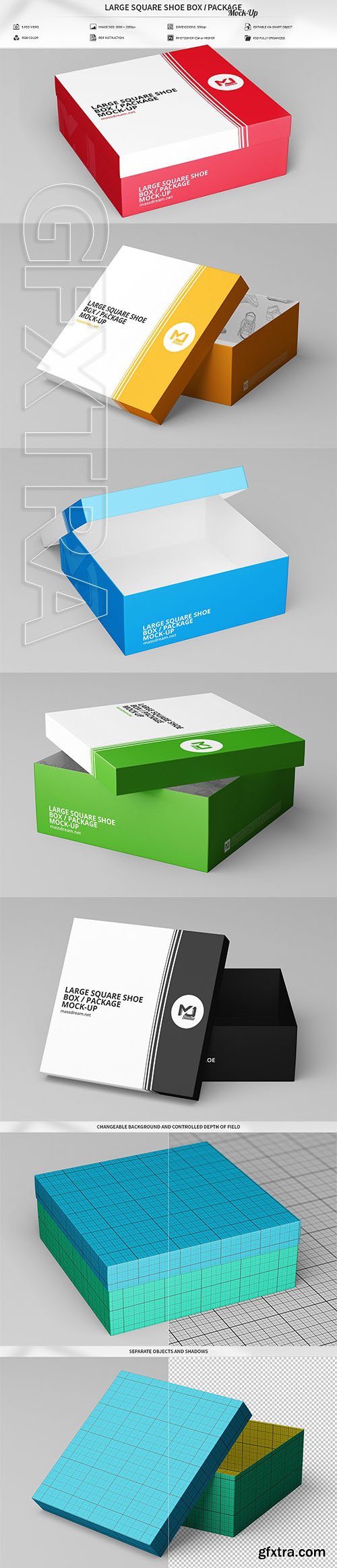 CreativeMarket - Large Square Shoe Box Package Mock 2998824